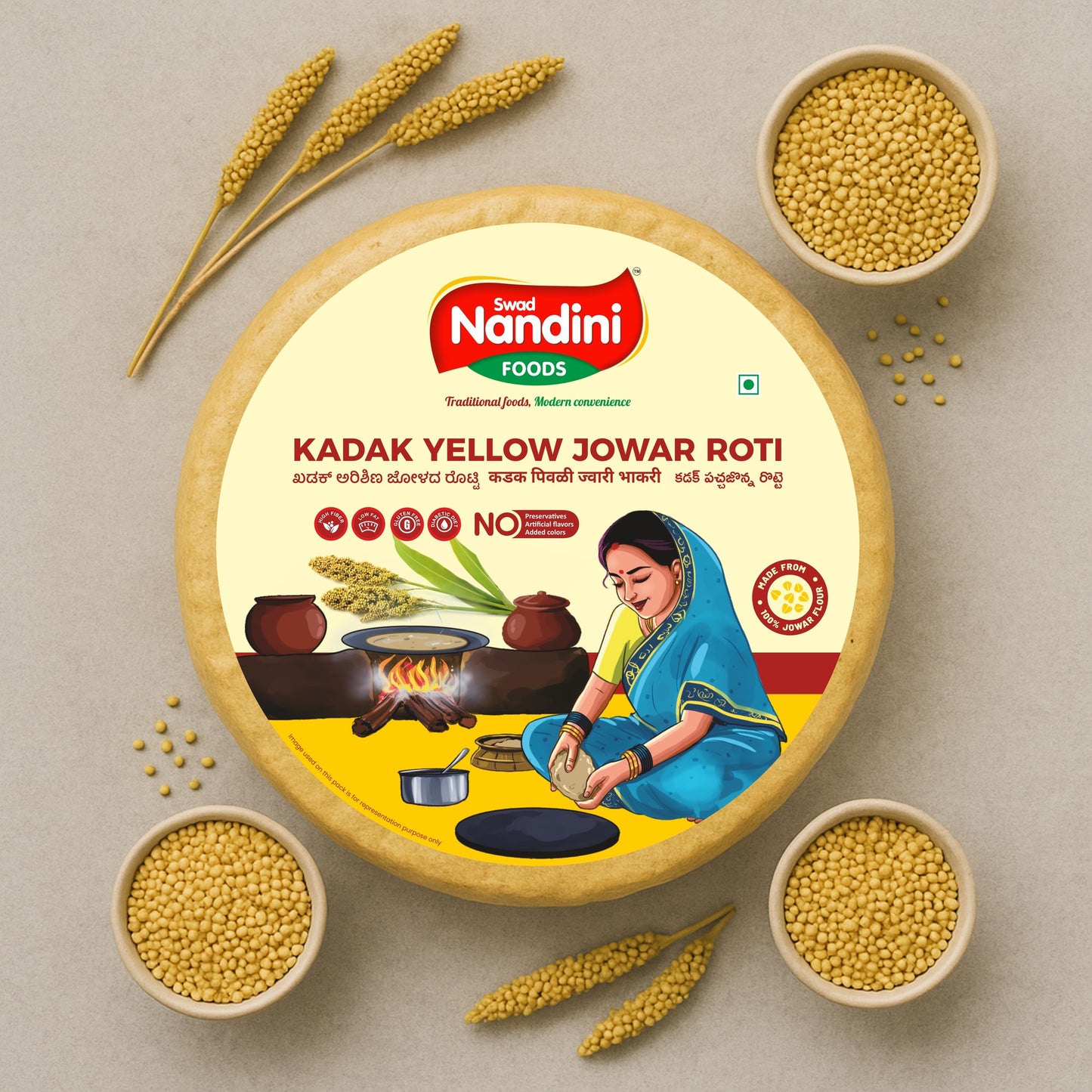 Kadak Yellow Jowar Roti